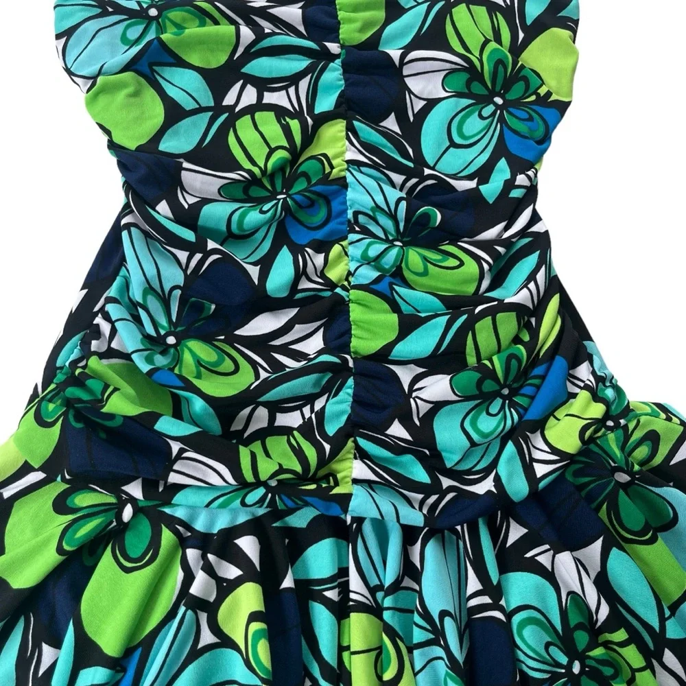 iz BYER California Girl’s Size 8 Turquoise Lime Green, Floral Handkerchief Dress